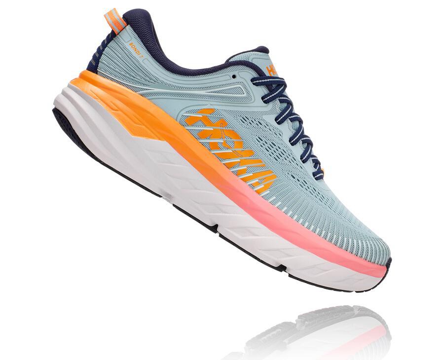 Hoka One One Bondi 7 Löparskor Dam - Blå - MEGLI-2389